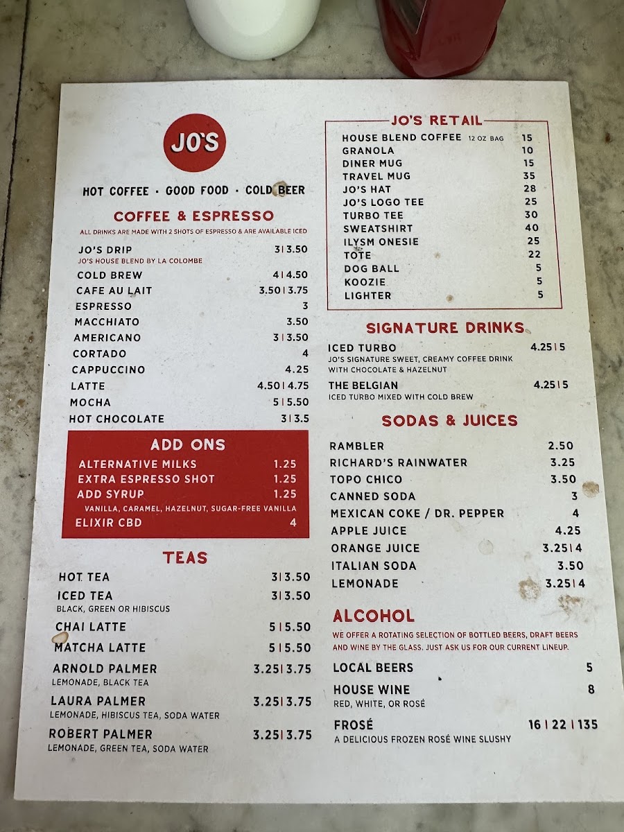 Menu Jo's Coffee – Downtown-1