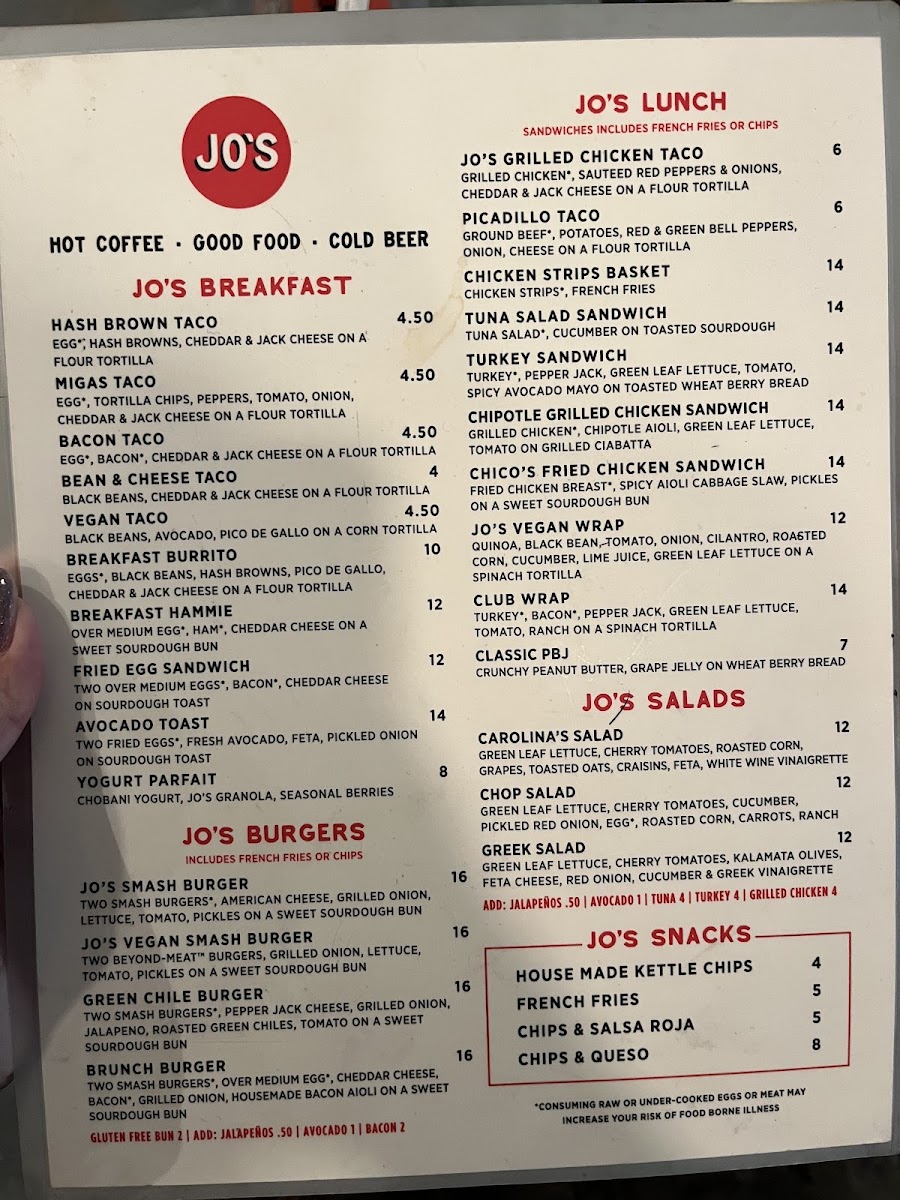Menu Jo's Coffee – Downtown-2
